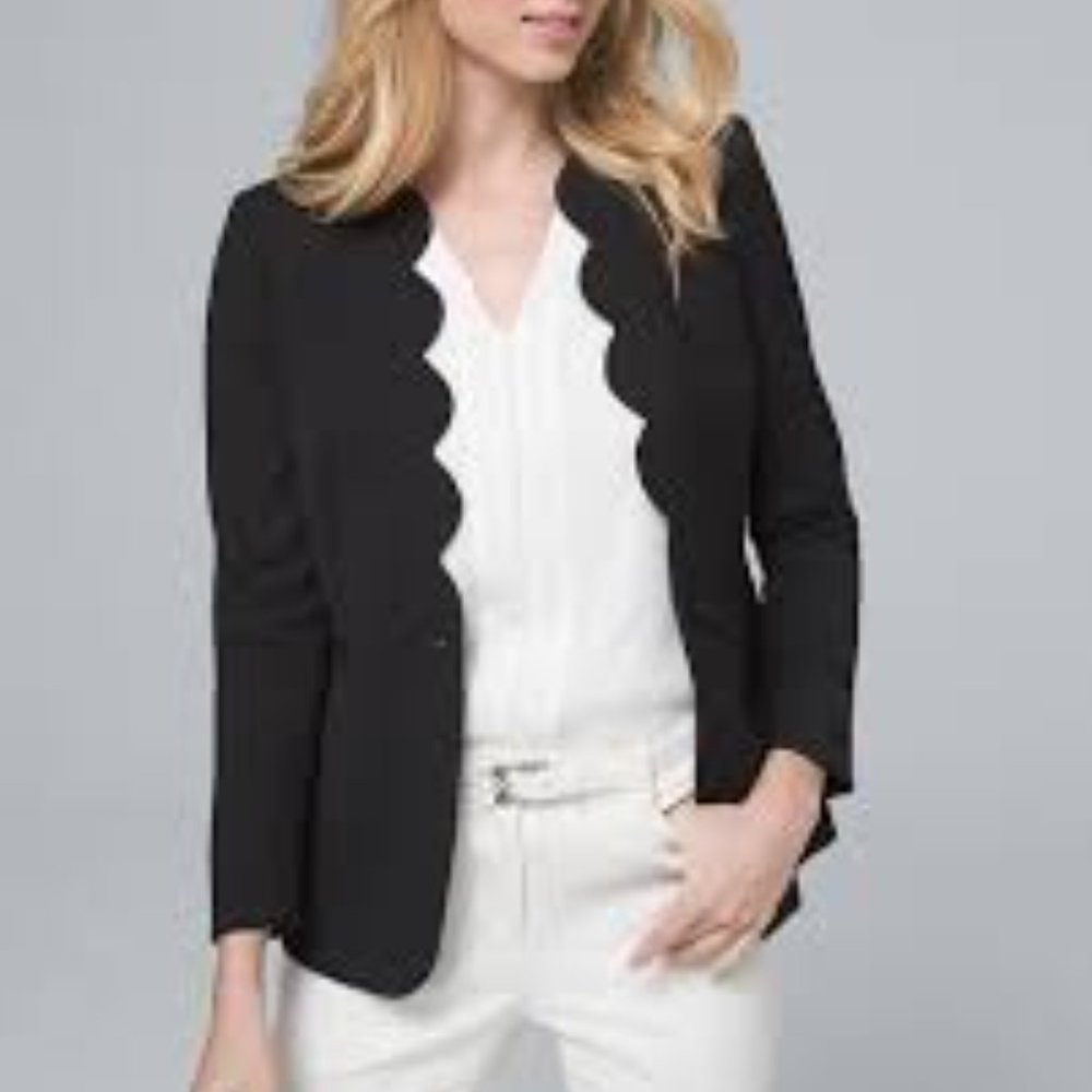Tahari By Arthur Levine Scalloped Collar Blazer Black Women’s Size 10